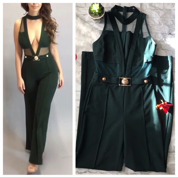 green mesh jumpsuit